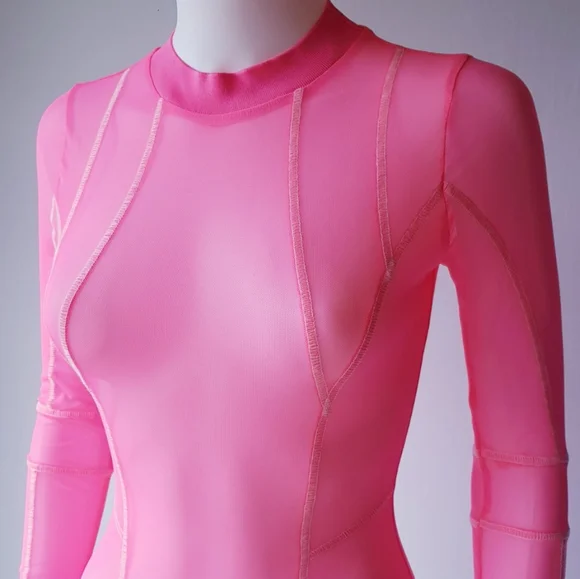 Pink Neon Mesh Dress 🩷 - Picture 6 of 9
